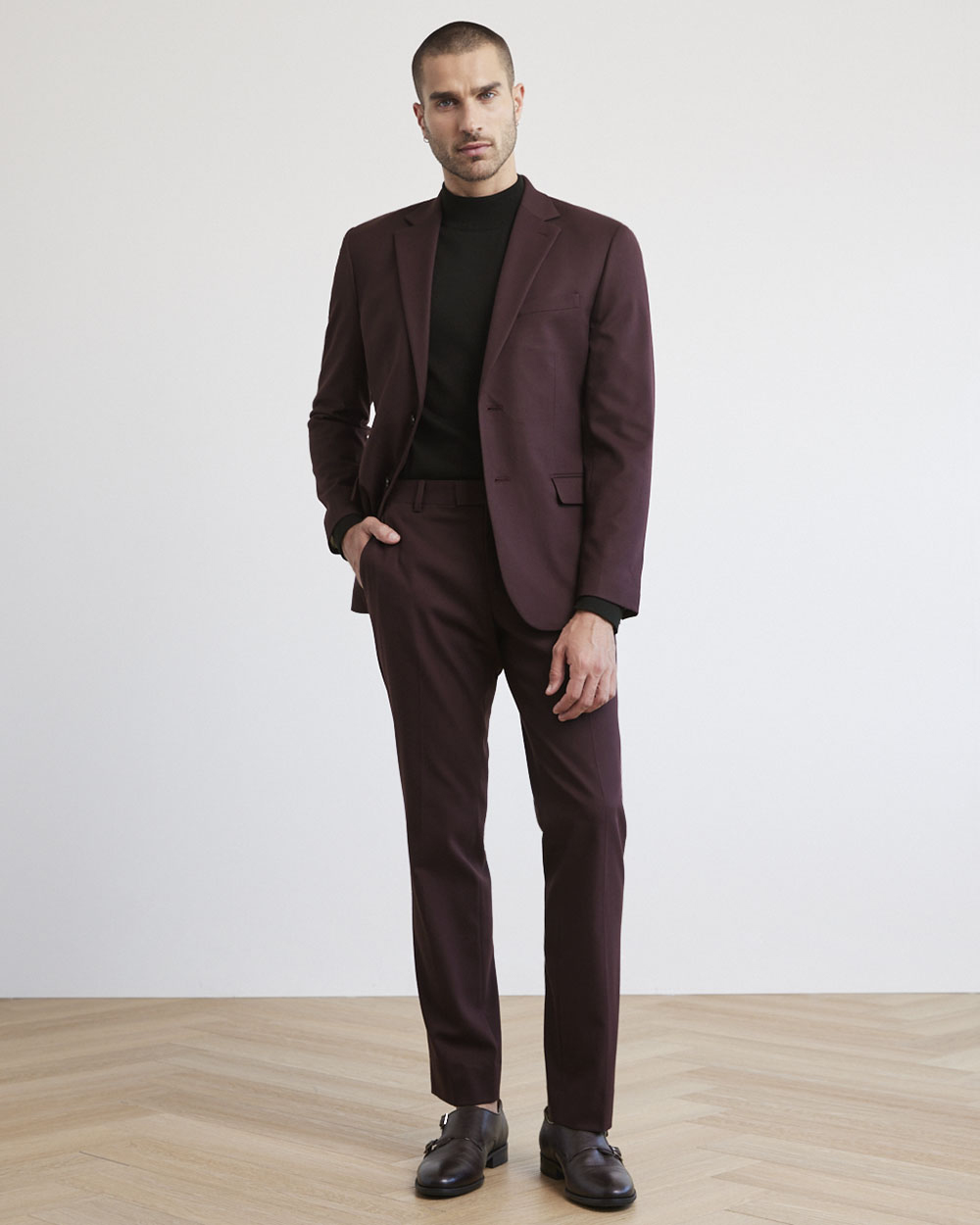 Deep Red Brushed Suit